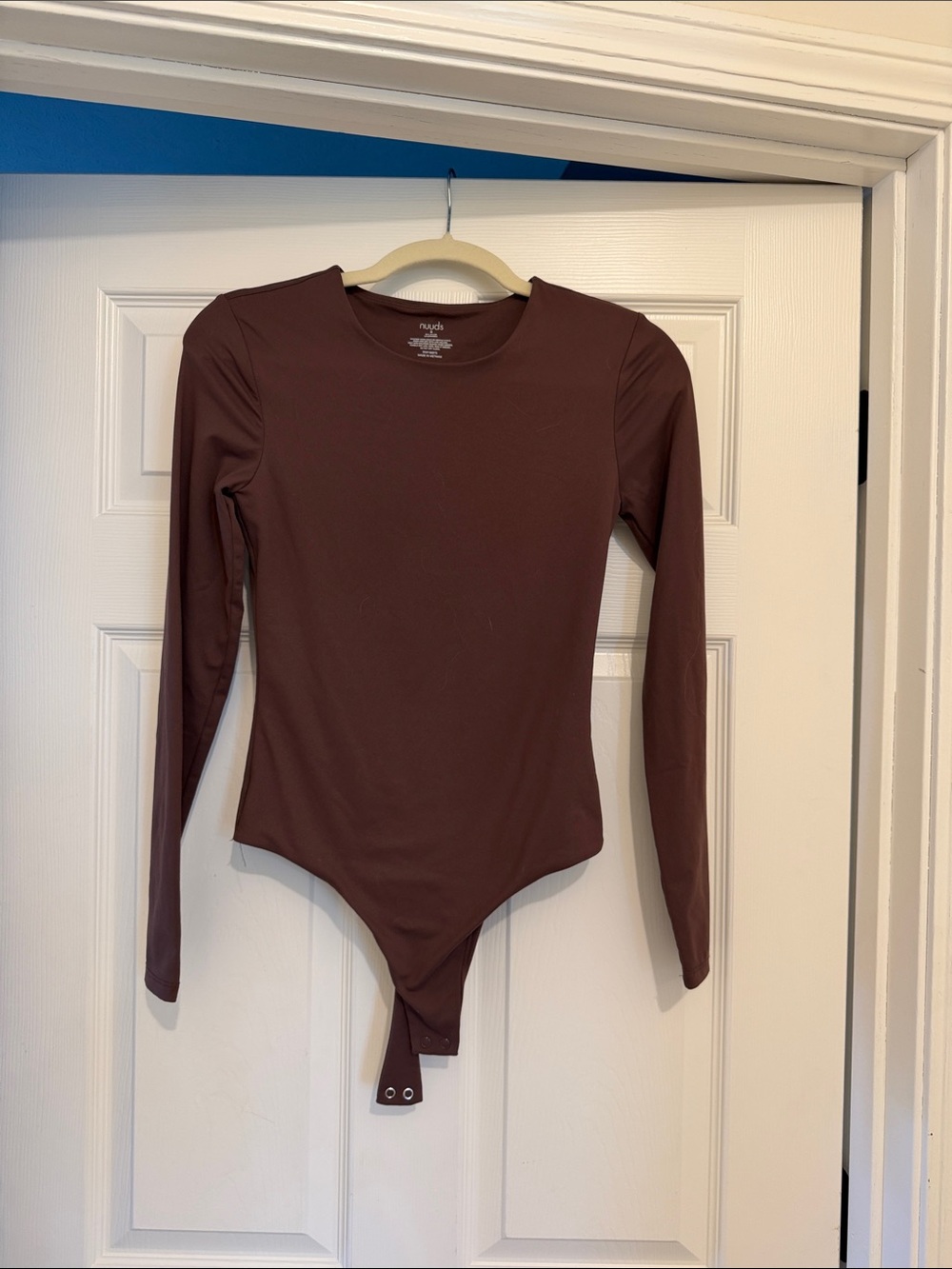 Nuuds Long Sleeve One-Piece Bodysuit in Brown
